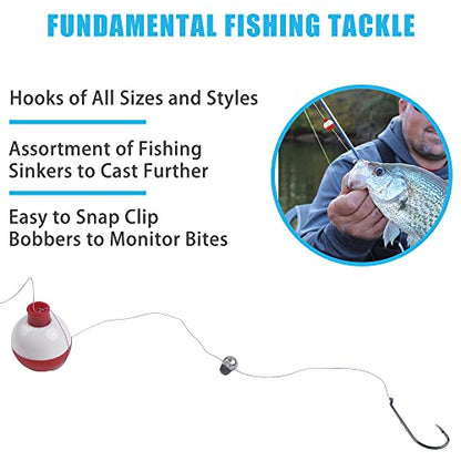 166pcs Fishing Hook Bobber Tackle Kit,Beginner Equipment Fishing Float Bobbers,Circle Hooks,Sinker Weights Bass Fish Hook,Octopus Baitholder Hooks Starter Kit for Artificial Live Bait