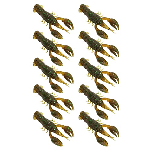 YUYTE Lures Crawfish Bait 10pcs Soft Fishing Lure Crawdad Bait PVC Shrimp Artificial Lure Baits for Freshwater and Saltwater Fishing - color: Green