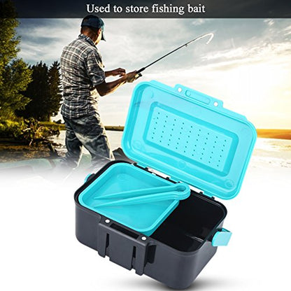 VGEBY1 Fishing Lure Box, Bright Blue Portable Plastic Fishing Bait Holder Box with Clip for Worm Earthworm Lure Storage
