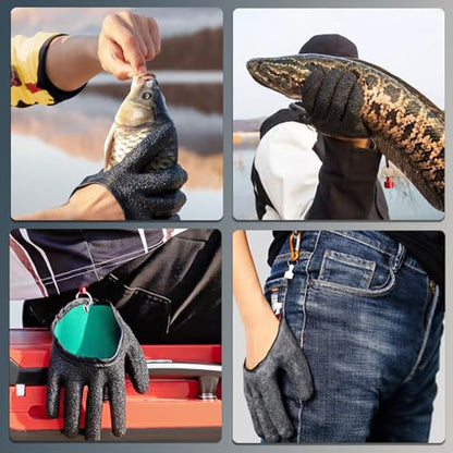 Zoranala 2Pcs Fishing Gloves for Men with Magnet Release - Professional Anti-Slip Catch Fish Gloves,Puncture Proof Fishing Glove for Handling,Catching,Cleaning,Hunting,Fisherman Fishing Accessories