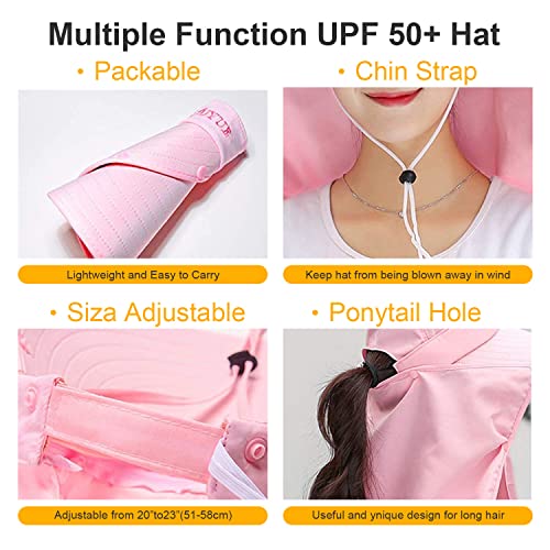 Women Wide Brim Face Mask Sun Hat Detachable Neck Face Flap Ponytail UV Protection Visor Hat Garden Fishing Hiking - color: A8-shun005-qianlan