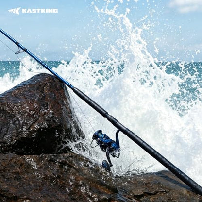 KastKing Kapstan Saltwater Spinning Rod, Boat & Surf Fishing Rod, Lightweight S-Curve Graphite Blanks, Stainless-Steel Double-Foot Guides, Aluminum/Graphite Locking Reel Seat, 2-Piece PTS Rod - style: Spin-12'0"-h-mf