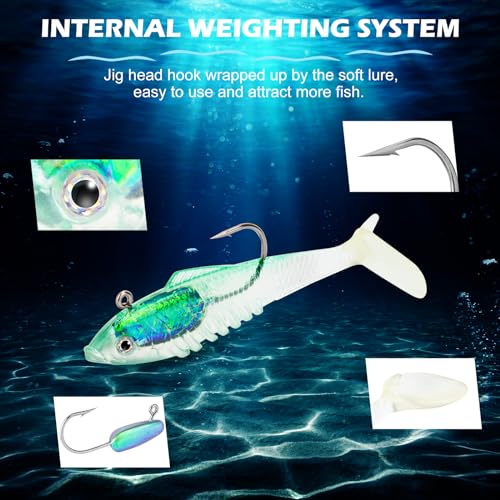 Syosisny 6-Piece Soft Fishing Lure Set, Realistic Bionic Swimbait for Bass, Trout, Saltwater & Freshwater Fishing Lures, Durable Fishing Gear Accessories - size: 3.93