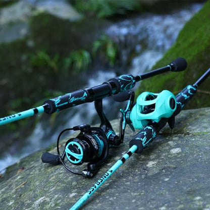 One Bass Spinning Rod & Casting Rod, High Performance IM6 Graphite Fishing Pole for Bass Fishing,2- Piece Desgin for Travel - size: 6'6"-M-Fast, style: Casting