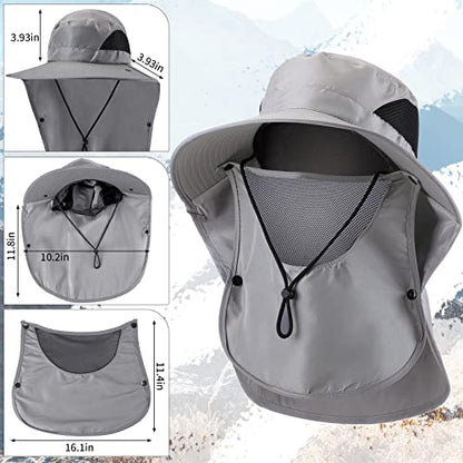 Xuhal 12 Pcs Fishing Sun Hat for Men Women Wide Brim UV Sun Protection Cap Summer Outdoor Hiking Hat Neck and Face Flap - color: Dark Gray, Light Gray, Beige, Black