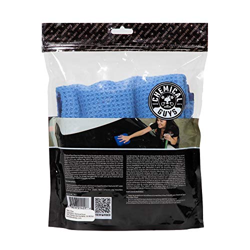 Chemical Guys Waffle Weave Glass Cloth Microfiber Towel, Blue, 24 x 16 - color: Blue, size: 24"x 16"