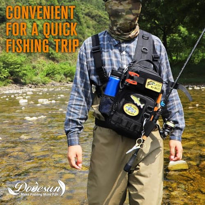 Dovesun Small Fishing Backpack Fishing Sling Bag with 3600 Tackle Box Small Tackle Backpack with Tool Set Black - color: B: Fishing Tackle Backpack With Tool Set(black)
