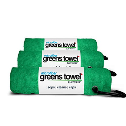 Green 3 Pack Golf Towel Set for Golf Bags with Clip, Plush Microfiber Nap Fabric, 16x16, The Original (Shamrock Green) - color: Shamrock Green