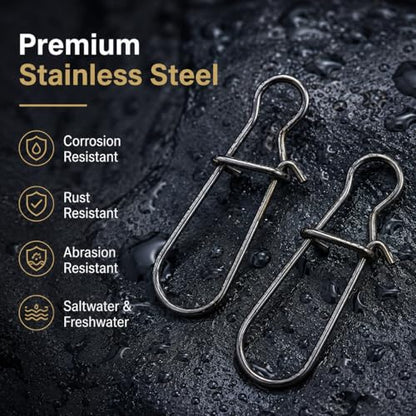 300Pcs Small Duo Lock Fishing Snaps, Stainless Steel Speed Clips for Lures, Quick Change Fishing Lure Connectors for Freshwater Saltwater, Sizes 0# 1# 2# 3#