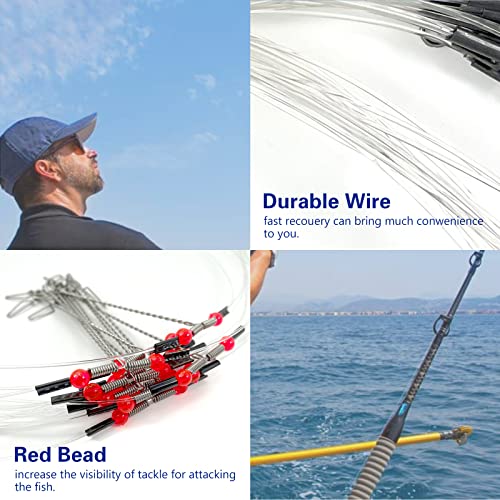 YOTO Fishing Tackle Leaders,Hi-Low Rig,Double Arms Saltwater Stainless Steel Leader with Swivels,High-Strength Fish Wire Gear Equipment, Fishing Gift - color: D1-Nylon Leader-70lb-12pcs