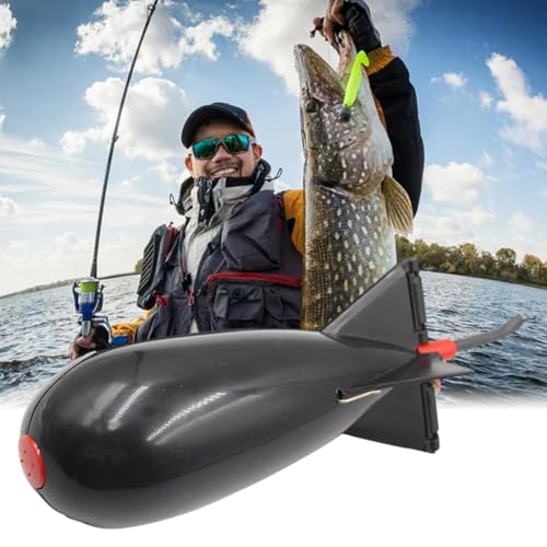 Rocket Bait Feeder - Lightweight Fishing Bait Feeder, Carp Fishing Feeder with Rocket Shape | Carp Fishing Tackle, Fishing Lure, Fishing Bait Cage Float Thrower Suitable for Swimbait Swimming Lures - color: Black