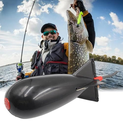 Rocket Bait Feeder - Lightweight Fishing Bait Feeder, Carp Fishing Feeder with Rocket Shape | Carp Fishing Tackle, Fishing Lure, Fishing Bait Cage Float Thrower Suitable for Swimbait Swimming Lures - color: Black