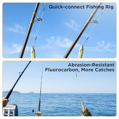 DONQL 15PCS Fluorocarbon Fishing Leaders with Swivel Snaps Connects Lures Bait or Hooks Wire Leaders Line for Saltwater Freshwater Ideal for Bass, Trout, Pike - size: #14 30cm/11.81inch Endurance: 18lb