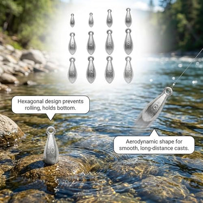 Bank Sinkers Fishing Weights, No-Roll Hexagonal, Surf & Catfish Saltwater - style: 6 Ounce-8pcs