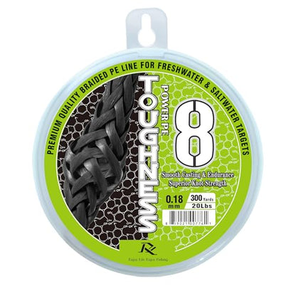 Ray Fishing Toughness 8 Strands Braided Fishing Line | Cast Further & Lasts Longer, Greater Abrasion Resistance, Strong Knot Strength, Smaller Diameter, Fresh and Salty - color: Lime Green, size: 0.18mm-20Lbs