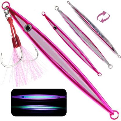 Fishing Jigs Vertical Saltwater Jigs Vertical Jigging Spoon Fishing Tuna Lures Boat Fishing Artificial Lures for Tuna, Grouper, Dogtooth, Snapper, Bass, Salmon/60g, 80g,120g - color: 1pcs-purple