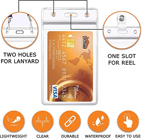 Thick ID Card Name Badge Holder Heavy Duty Waterproof Clear Plastic PVC Vertical Sleeve Pocket Resealable (Vertical, 200 Pcs) - color: Vertical, size: 200 Pcs