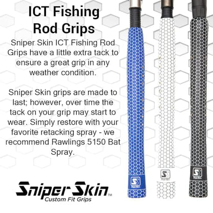 SNIPER SKIN Fishing Rod Grip - Fishing Gear Accessories - Waterproof & Adjustable - Easy to Install, Strong Replacement Grip - color: Red Orange Diamonds