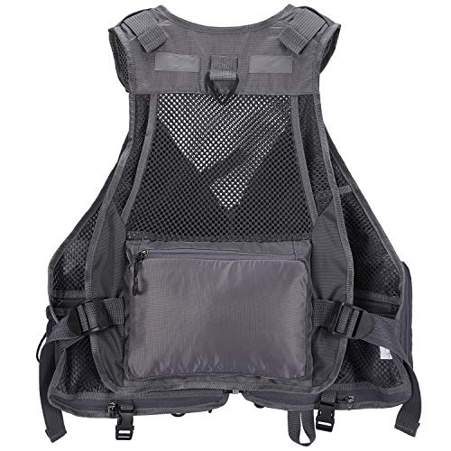 BASSDASH Strap Fishing Vest Adjustable for Men and Women, for Fly Bass Fishing and Outdoor Activities - color: F22 - Grey