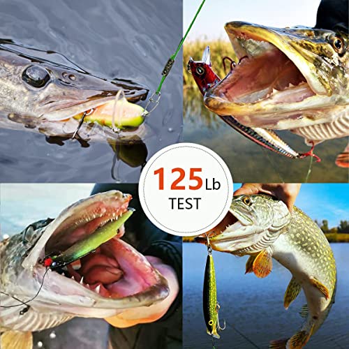YOTO Steel Fishing Leaders Wire丨125LB Heavy Duty Saltwater Fish Leader丨High Strength Leader with Swivel and Snap - color: black-15pcs