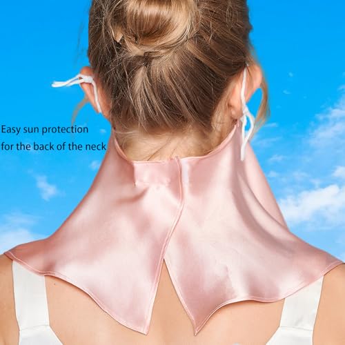 UPF 50+ Pure Silk Face Cover UV Protection Sunscreen Sun Protection Face Mask Reusable Sport Face Scarf Mask for Women - color: Pink