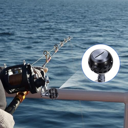 Baitcasting Power Handle, Metal Round Fishing Reel Rocker Handle Knob Replacement Parts - color: Silver/Black