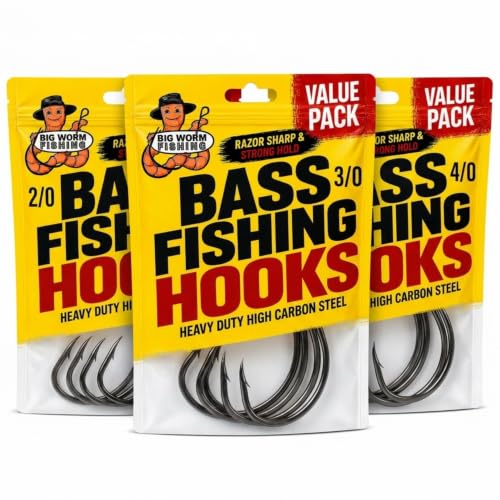 Worm Hooks for Bass Fishing- Texas Rig - Ewg