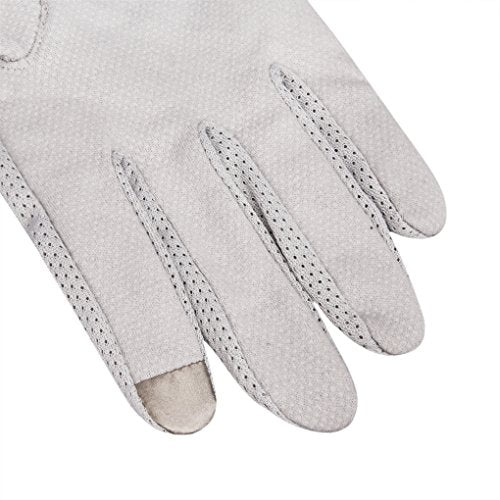 JIAHG Women Men's Driving Gloves Summer UV Sun Glove Non Slip Touchscreen Cotton Gloves Outdoor Sunblock Mittens for Cycling - color: Mesh-gray full finger