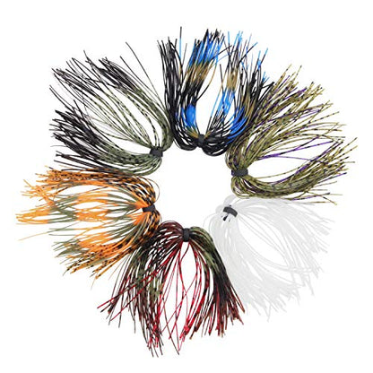 OROOTL Silicone Jig Skirts Spinnerbait Skirt Replacement Bass Fishing Lures for DIY Spinner Baits Buzzbaits Squid Jig Accessories - color: A-Skirts-6pcs