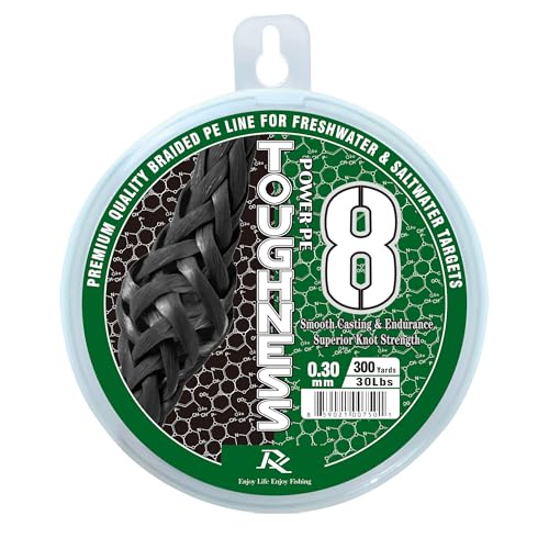 Ray Fishing Toughness 8 Strands Braided Fishing Line | Cast Further & Lasts Longer, Greater Abrasion Resistance, Strong Knot Strength, Smaller Diameter, Fresh and Salty - color: Moss Green, size: 0.30mm-30Lbs