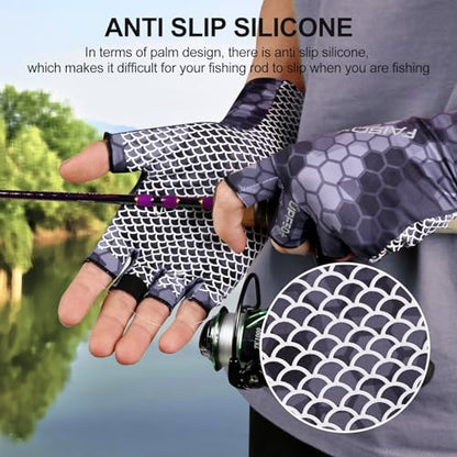 Fly Fishing Gloves Men Sun Sleeves Fingerless UPF Camo Quick-Drying UV Sun Protection for Kayak Rowing Adults Women - color: Checkered Camo, size: Medium