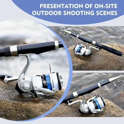 Telescopic Fishing Rod and Reel Combo Set, 2PCS Collapsible Fishing Poles, Fishing Kit with Spinning Reel Fishing Pliers and Lip Gripper, Travel Saltwater Freshwater Fishing Gear for Adults Beginners - color: 2.1M/6.89FT