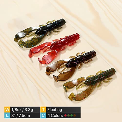 Ned Rig Baits Kit,TRD Soft Plastic Worms or Crawfish for Bass Fishing - color: Crawfish Kit
