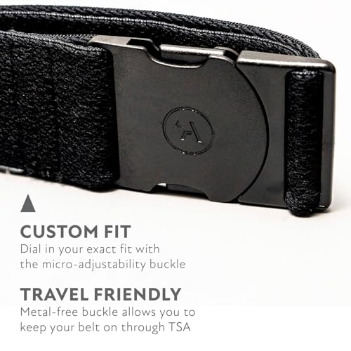 Arcade The Original Unisex Adventure Belt, Heavy Duty Elastic Webbing, Non-Metal Travel Friendly Buckle - color: Midnighter - Black, size: Standard (Up to 40"); 1.5" Wide