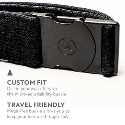 Arcade The Original Unisex Adventure Belt, Heavy Duty Elastic Webbing, Non-Metal Travel Friendly Buckle - color: Midnighter - Black, size: Standard (Up to 40"); 1.5" Wide