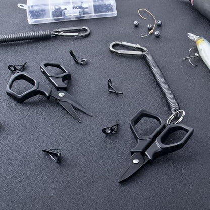 Fishing Scissors Braid Line Cutter with Coiled Lanyard for Freshwater/Saltwater(2 Pcs)