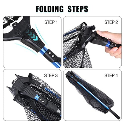 Fishing Net Retractable Fishing Net Telescoping Landing Net Foldable Fishing Net Carp Bass Pike Trout Fishing Tackle 8kg Max Load Landing Nets for Fishing(102cm) - size: 102cm