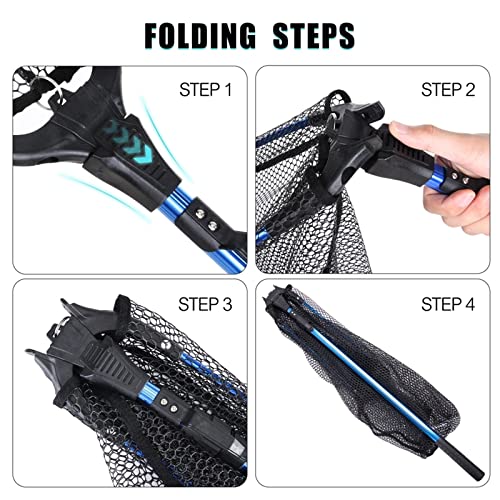 Fishing Net Retractable Fishing Net Telescoping Landing Net Foldable Fishing Net Carp Bass Pike Trout Fishing Tackle 8kg Max Load Landing Nets for Fishing(165cm) - size: 165cm