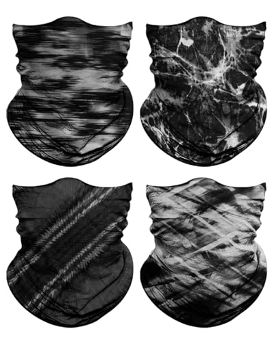 4Pack Neck Gaiter for Men Women Face Cover Mask Head Wrap Balaclava Headwear Bandana Headband Magic Scarf - color: A-black Stripes