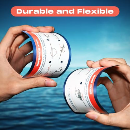 HOOK-EZE Fishing Knot Tying Tool, Waterproof Pocket Guide to 8 Essential Knots, Fly Fishing Zinger Retractor Included