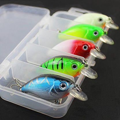 5 Colors Minnow CrankBaits Fishing Lures, Small Fat Simulation Bait Fishing Gear, Topwater Floating Lure, Life-Like Swimming Swimbait (2.95 inches)