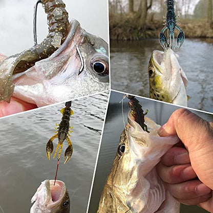 4pcs 3.5inch Crayfish Fishing Lures Bait, Lifelike Crayfish Fishing, Silicone Soft Crawfish Lures Bait Artificial Crawfish for Carp Bass