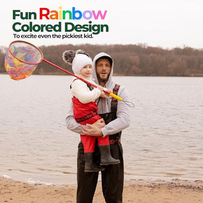 DaddyGoFish Kids Fishing Net - Extendable Telescopic Landing Net for Boy Girl Children Catching Small Fish Crab Shrimp Minnow Dragonfly Beach Pier Lake River Ocean - color: Style 3 (Green)