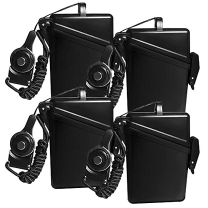 Sport Waterproof ID Card Badge Holder Case with Lanyard Cover Multiple Credit Cards, Registration, ins Card Heavy Duty Durable Locker Dry Box (Black,4pack) - color: Black,4pack