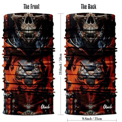 Obacle Neck Gaiter Face Mask Bandana for Dust Wind Sun Protection for Men Women - color: Skull Gray Face Open Mouth
