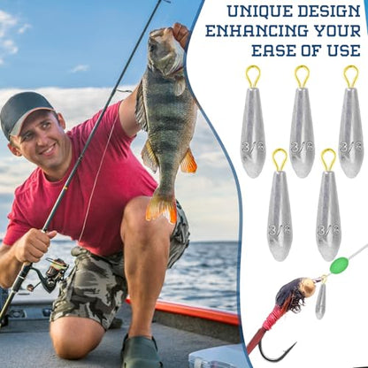 Landhoow Drop Shot Fishing Sinker Weights Kit Freshwater Catfishing Fishing Sinker Bass Casting Removable Line Saltwater Streamlined Snap Weight for Trolling Surf Tackle - size: 3/8 oz