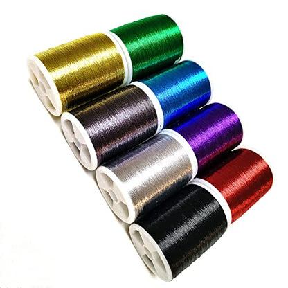 (8pcs*240yd) Kalavarma Rod Wrapping Thread for Fishing Rod Wrapping Thread Rod Building Repair - style: Metallic klm011