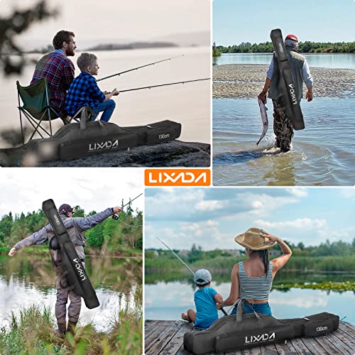 Lixada Fishing Rod Case, Portable Folding Fishing Rod Case Fishing Pole Reel Storage Bag Fishing Gears Organizer - size: 130cm