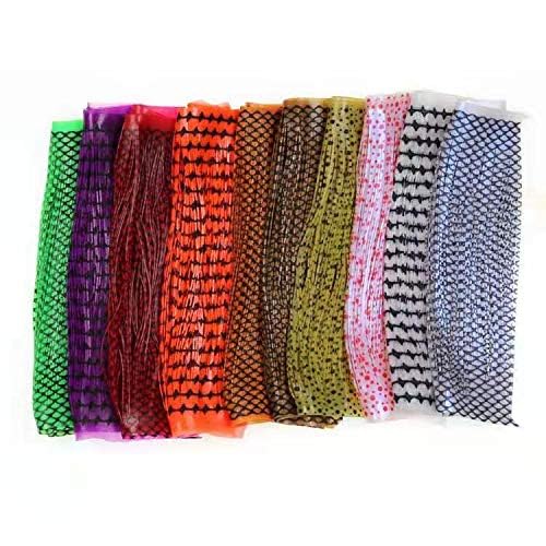 GREATFISHING 10pcs Mix 10 Color Each 50 Strands/Pack 0.8mm Wide Fly Tying Rubber Flutter Legs Grizzly Barred Black Olive Green Yellow Orange Streamer Zonker Nymph Fly Tying Rubber String - color: Combo B