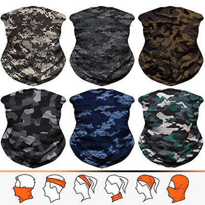 JOEYOUNG Headwear, Bandana, Neck Gaiter Head Wrap Headband Balaclava Magic Scarf - color: A-camo 5